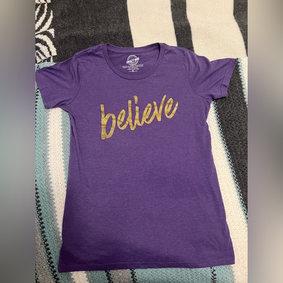Crazy Dog T-Shirts Tops - T-Shirt with Gold 'Believe' Print Woman’s XL